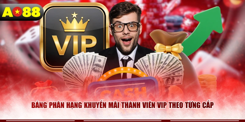 Bảng phân hạng khuyến mãi thành viên vip theo từng cấp 