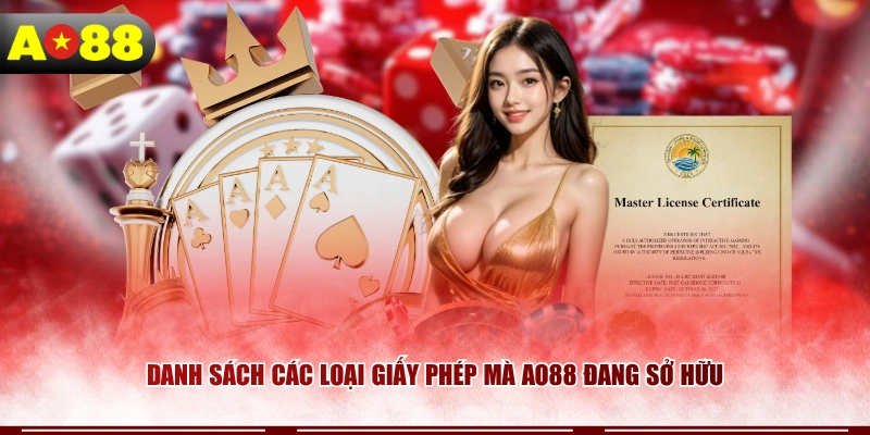 Danh sách các loại giấy phép mà AO88 đang sở hữu