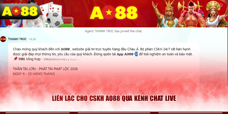 Liên lạc cho CSKH AO88 qua kênh chat live 